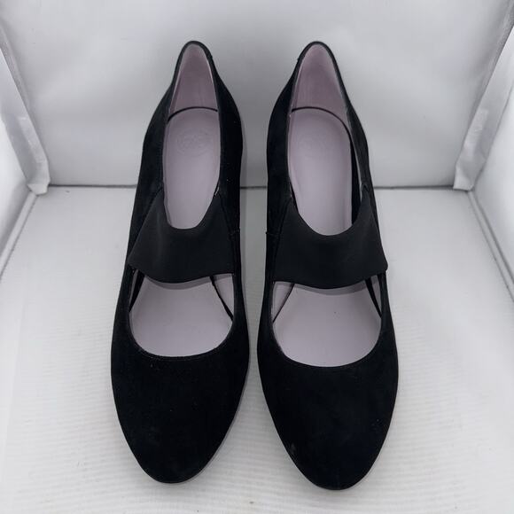 Johnston & Murphy Denise Mary Jane Black Suede Heels Size 10 Medium Comfort Work - Picture 3 of 14